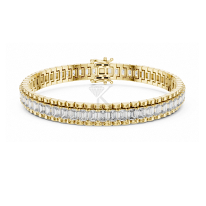 Pulsera de eslabones con diamantes talla esmeralda East West, con diamantes cultivados en laboratorio en oro amarillo, estilo correa de reloj, pieza llamativa y pesada. - Product Image 1