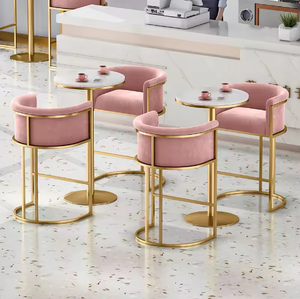 Nouvelle <span class=keywords><strong>Chaise</strong></span> Haute <span class=keywords><strong>de</strong></span> <span class=keywords><strong>Bar</strong></span> en Velours avec Cadre Métallique, Design Luxe Populaire pour Restaurant, Cuisine et Salon - Product Image 3