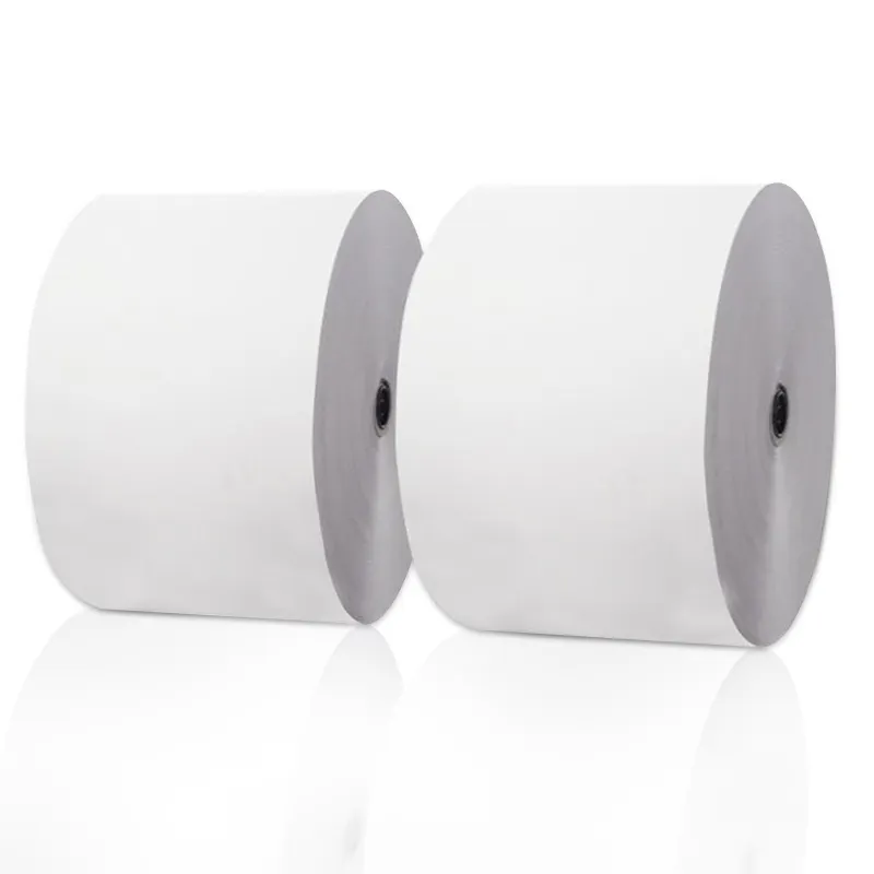 Rollo Jumbo de papel adhesivo autoadhesivo, etiqueta de transferencia térmica, Material artístico con código de barras, etiquetas de embalaje de envío