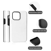 Coque de téléphone vierge 2-en-1 en TPU et PC enduit pour sublimation par presse à chaud, compatible avec iPhone 13 Pro Max, 12 Pro, 14, 15, 16, 17 Pro Max - Vente en gros