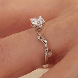 Anello a quattro punte con rametto scintillante per donna, elegante gioiello da dito alla moda - Product Image 4