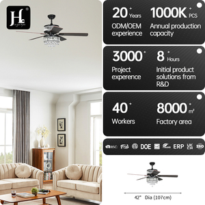 American retro chandelier <b>ceiling</b> fan for dining room, crystal fan <b>light</b> with <b>remote</b> <b>control</b>, flush mount <b>ceiling</b> <b>light</b> - Product Image 4