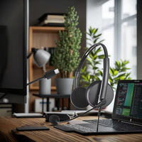 Casque de centre de service clientèle Casques de communication informatique en ligne avec interface ENC, microphone et USB pour vidéoconférence