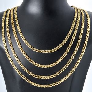 Collier tendance en laiton plaqué or 18 carats 750, forme d'œuf, chaîne de nez de cochon, maillons en forme de grain de café, unisexe, anniversaire - Product Image 3