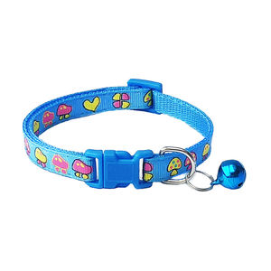 Collar de seguridad con campanas para gatos, hebilla de seguridad con estampado de seta ancha de 1,0 cm - Product Image 6