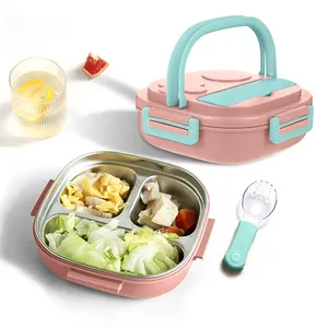 Kids 304 Stainless Steel Bento Box, Leakproof <b>Lunch</b> Box with Built-In Utensils for Toddlers & School, Food Safe - Product Image 4