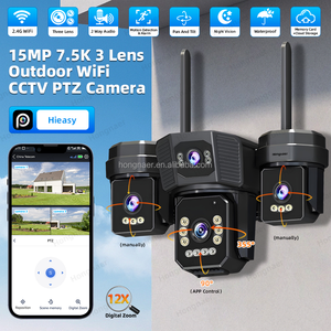 Уличная Wi-Fi IP-камера Hongnaer 15 МП с двусторонней аудиосвязью, PTZ, HiEasy, 3 объектива, 360°, для умного дома, Wi-Fi, видеонаблюдение, CCTV - Product Image 2