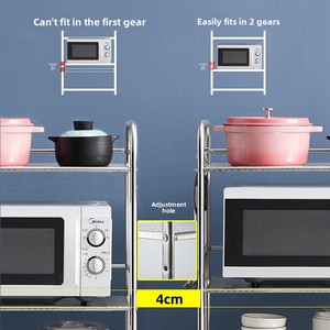 Étagère de rangement pour cuisine moderne minimaliste à 5 niveaux en acier inoxydable, <span class=keywords><strong>design</strong></span> portable et mobile, pour <span class=keywords><strong>micro</strong></span>-<span class=keywords><strong>ondes</strong></span> - Product Image 2