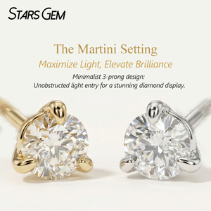 Boucles d'oreilles clous Starsgem en or massif 10K avec diamants de laboratoire brillants 20PTS 10PTS par paire, sertissage Martini, unisexe, classiques - Product Image 2
