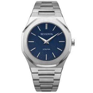 贝塞隆超薄不锈钢日本GL20石英机芯金属带超薄男士手表