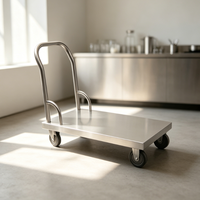 Chariot à plateforme robuste en acier inoxydable de qualité supérieure, design moderne, antirouille, pour usage hospitalier et entrepôt industriel