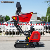 Mini-dumper sur chenilles Rhinoceros XN800 de 0,8 tonne avec moteur diesel Kubota et levage hydraulique PLC pour travaux de construction