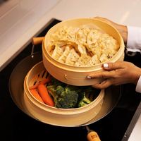 6 Cuiseurs Vapeur en Bambou pour Cuisine, Poêles à Couscous 32 cm, Machine à Riz et Petits Pains, pour Brioches Momo, Housse 12 Pouces