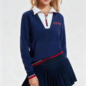 Venta al por mayor sudadera de tenis de las mujeres transpirable Anti-Shrink Casual Terry Stand Collar manga larga pulóver Otoño Invierno - Product Image 1