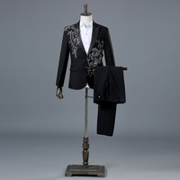 Costume deux pièces élégant pour homme, avec applications, idéal pour mariage, banquet, hôte, danse, bal de promo, Noël – Blazer homme style chinois