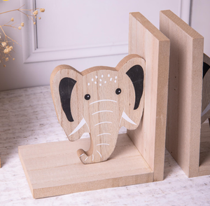 Personalización Niños Safari Jungle Baby Animal Nursery Decor Elefante Mesa MDF Sujetalibros de madera - Product Image 2
