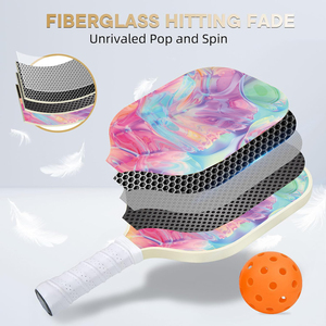 Tùy chỉnh <span class=keywords><strong>pickleball</strong></span> Paddle <span class=keywords><strong>Set</strong></span> 2 Graphite sợi carbon mặt vợt 4 dưa bóng 1 Túi xách tay 16mm tổ ong PP vợt - Product Image 4