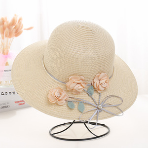 Chapeau de soleil Simple à la mode pour fille, chapeau de plage à fleurs, chapeau de paille d'été fait à la main, <span class=keywords><strong>2022</strong></span> - Product Image 4