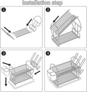 Escurridor de Platos de Doble Capa de Alta Calidad para Cocina, Escurridor de Platos Multifuncional con Drenaje - Product Image 6