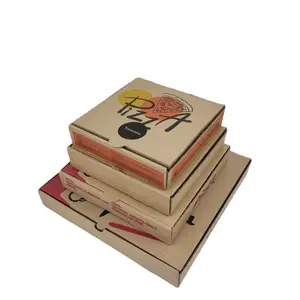 Fournisseur de gros Emballage en papier kraft ondulé de 12 14 15 18 pouces avec impression de logo personnalisé Frites à emporter Burger Pizza Box Carton