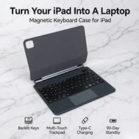 Keyboard iPad Pro Keyboard iPad Air Backlit Nirkabel dengan Trackpad Keyboard Magnetik Isi Ulang OEM ODM