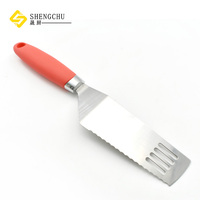 Spatule à fentes en acier inoxydable de haute qualité avec lame dentelée, pelle multifonctionnelle pour steak frit, ustensile de cuisine