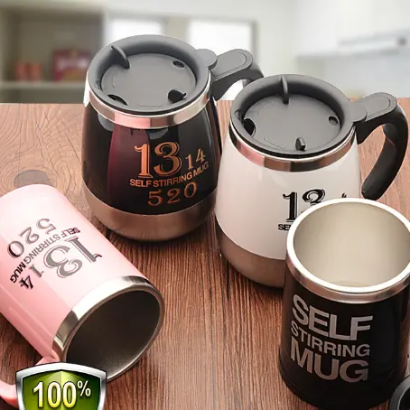 Mug dan cangkir kopi, keluaran baru cangkir mengaduk sendiri baterai nirkabel USB