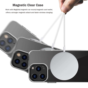 Wholesale OEM Clear Anti Yellowing Magnetic PC+TPU Shockproof Phone Case <strong>Cover</strong> for iPhone 11 12 13 14 15 16 17 18 Pro Max Plus - Product Image 2