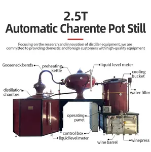 Equipamento de destilação de álcool de cobre e conhaque Charente 2500 litros totalmente automático
