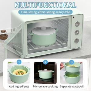 Силиконовая пароварка для микроволновой печи с ручкой и крышкой, антипригарная, термостойкая, для приготовления пищи, с отверстиями для пара - Product Image 4