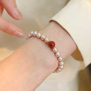 Pulsera de ágata Nanhong con perlas naturales de agua dulce de color rosa púrpura 400g - Product Image 4