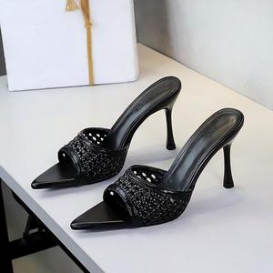 Nuovi Arrivi: <span class=keywords><strong>Ciabatte</strong></span> Eleganti da Donna con Tacco Alto, Punta Quadrata Aperta e Cinturino Incrociato, Personalizzabili, Verdi - Product Image 3