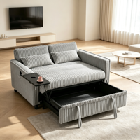 Canapé-lit convertible multifonctionnel en gros avec options de tissus personnalisables pour la location de logements et l'approvisionnement en mobilier commercial