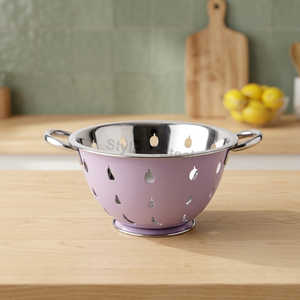 New Fruit Punching <b>Colander</b> Purple <b>Stainless</b> <b>Steel</b> <b>Colander</b> Fruit Wash Strainer Bowl with Handles for Pasta Vegetables Fruits Ki - Product Image 3