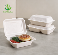 Contenants alimentaires en bagasse écologiques, résistants à la graisse et compatibles micro-ondes, boîtes à clapet en bagasse, boîtes à emporter jetables