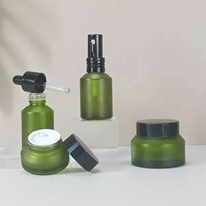 15ml 30ml 60ml 100ml 200ml Slant Shoulder Frosted Green Cleanser Lotion Glass <b>Pump</b> <b>Bottles</b> Body Oil Hair Serum <b>Bottles</b> - Product Image 2
