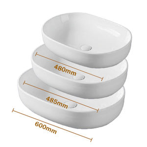 Vasque intégrée en céramique moderne et simple à poser sur comptoir, idéale pour petits appartements et hôtels, lavabo artistique pour salle de bain - Product Image 3