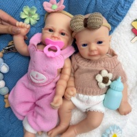 12 Zoll Squish Mini Vollsilikon Reborn Baby Puppe Direkt vom Hersteller Realistische Venen-Details Offene Augen & Mund Passend für Schnuller Puppengeschenk