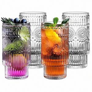 Vajilla de Cristal Romántica Vintage, Diseño Moderno, Vasos de Cóctel con Relieve, para Bar y Hogar, para las Fiestas - Product Image 1