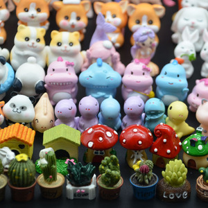 Commercio all'ingrosso miniatura giardino sirena plastica resina 3D figurine ragazza unicorno maiale tigre panda coniglio cactus fungo casa dinosauro - Product Image 4