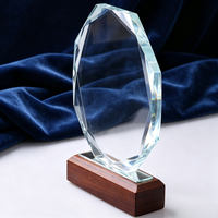 Plaque de récompense en verre octogonal de style sportif, écologique, en cristal transparent gravé au laser avec logo personnalisé