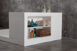 Base y asiento de <span class=keywords><strong>ducha</strong></span> de piedra sólida rectangular blanca K-T005 para baño, brillante o mate - Product Image 6