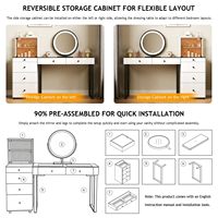 Coiffeuse moderne avec miroir lumineux, tiroirs, tabouret, plateau de présentation en MDF écologique, intensité réglable, pré-assemblée