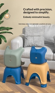 Taburete Pequeño de Plástico Grueso, Moderno y Portátil, Apilable, Antideslizante, para Hogar, Adultos, Niños, Dormitorio, Baño, Ducha, Cuadrado - Product Image 2