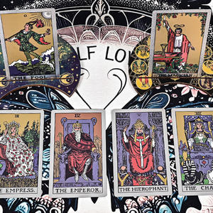 Venta al por mayor de PVC lámina de oro personalizado <span class=keywords><strong>Tarot</strong></span> tarjeta misterioso <span class=keywords><strong>universo</strong></span> modelo impermeable y con manual de usuario - Product Image 2