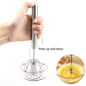 Semi <strong>Automatic</strong> 3pcs Stainless Steel Hand Push Rotary Egg Whisk Mixer <strong>Stirrer</strong> for Blending - Product Image 3