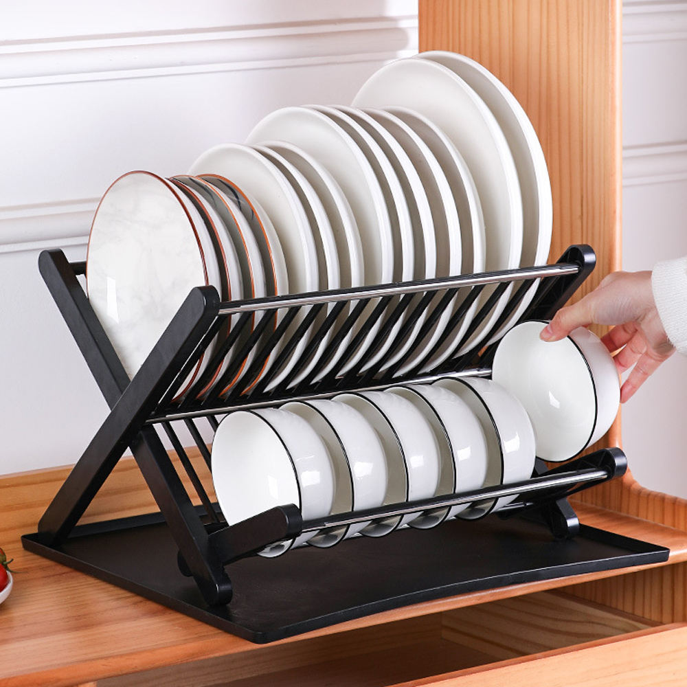 Layer Plastic Dish Racks Space-Saving Kitchen Storage Organizer