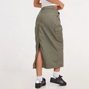 Custom Women Back Split <strong>Green</strong> Cargo <strong>Skirt</strong> 2022 <strong>Long</strong> Cargo Maxi <strong>Skirt</strong> for Ladies - Product Image 4