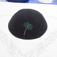 Top Kipot Lino Kippah con Palmera logo Bordado Personalizar Bar Mitzvah Judaica Yarmulke Sombrero judío Kipot para boda.