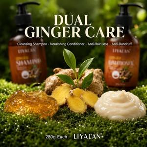 Set de Champú y Acondicionador de Jengibre, Anticaída, Anticaspa, Nutre y Repara el Cabello Dañado, Dúo para el Cuidado del Cabello, Extracto Natural, 280g, Vegano, OEM - Product Image 2